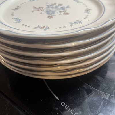 Lot of 7 Cordella Collection Stoneware Bluet Salad Plates 7 5/8" Country Cottage - Thumbnail 3