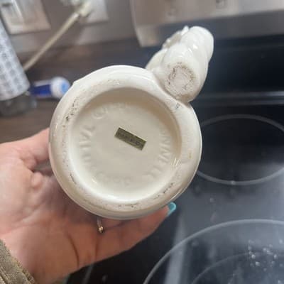 Vintage 1994 McConnell Talus Corp White Angel Handle Lily Motif Coffee Mug Cup - Thumbnail 5