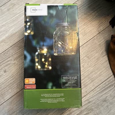 Mason Jar 10 String Lights by Mainstays - NIB - Clear Bulb/Brown Wire - Thumbnail 3