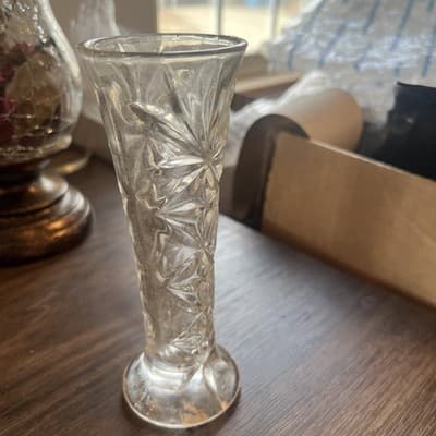 Vintage Cut Glass Bud Vase – 6” Tall 1960s Branded Pfaltzgraff - Thumbnail 2