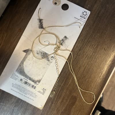 time and tru 32” Long Necklace With Extender. Gold With Green Faux Print - Thumbnail 3