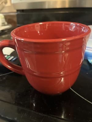 One Mainstays Stackables Red Coffee Cup Mug Stoneware - Image 1