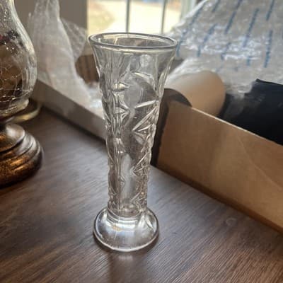 Vintage Cut Glass Bud Vase – 6” Tall 1960s Branded Pfaltzgraff - Thumbnail 3