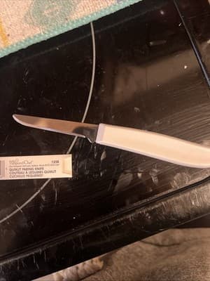 Pampered Chef Quikut Paring Knife Maroon Handle 2.5" Blade #1258 Retired - Thumbnail 3