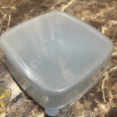 Snackmate 5" Sq Plastic Container SlideTop Compartment Spoon & Fork W/Purple Lid - Thumbnail 3