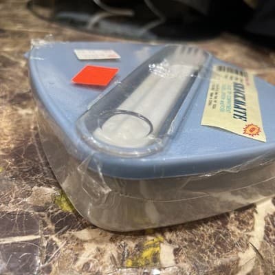 Snackmate 5" Sq Plastic Container SlideTop Compartment Spoon & Fork W/Purple Lid - Thumbnail 2