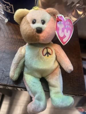 TY Jingle Beanie Baby - PEACE the Bear ) - MWMTs Holiday Ornament - Image 1