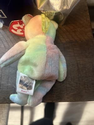 TY Jingle Beanie Baby - PEACE the Bear ) - MWMTs Holiday Ornament - Thumbnail 3