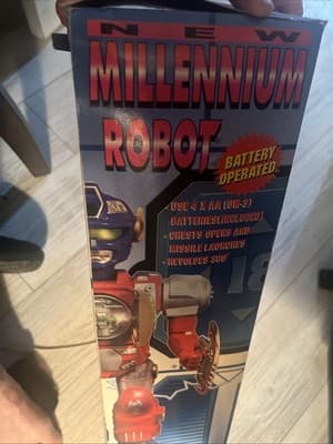 Polyfect Vintage Millennium Robot, 16” Tall. Works. Missing Gun And Blade - Thumbnail 5
