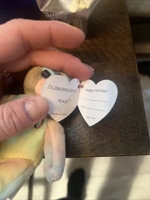 TY Jingle Beanie Baby - PEACE the Bear ) - MWMTs Holiday Ornament - Thumbnail 2