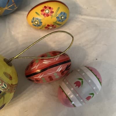 Wooden Hand Painted Ukrainian Pysanky Easter Eggs Pysanki Easter SET OF 6 EGGS - Thumbnail 3