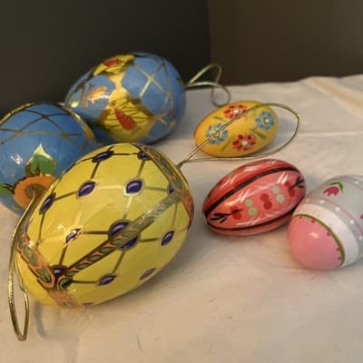 Wooden Hand Painted Ukrainian Pysanky Easter Eggs Pysanki Easter SET OF 6 EGGS - Thumbnail 5