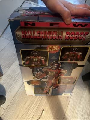 Polyfect Vintage Millennium Robot, 16” Tall. Works. Missing Gun And Blade - Thumbnail 4