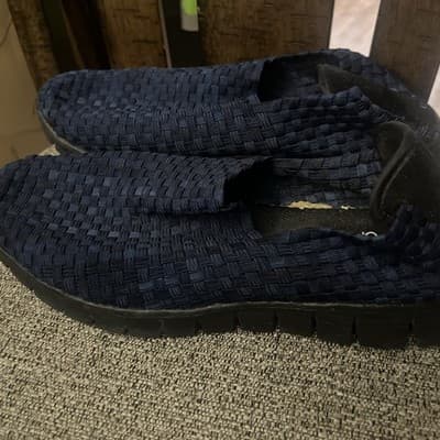 Corkys Featherlite "Double Up" Woven navy blue Memory Foam Slip On Shoes-Sz 10 - Thumbnail 3