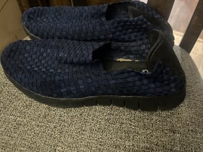 Corkys Featherlite "Double Up" Woven navy blue Memory Foam Slip On Shoes-Sz 10 - Thumbnail 4