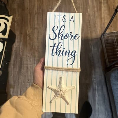 It's a Shore Thing Modern Coastal Hanging Wall Plaque Sign Decor Starfish Jute - Image 1
