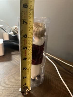 Vintage Doll Pearls And pretties Ceramic Doll Blonde With Teddy bear &red Jacket - Thumbnail 4