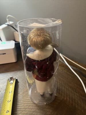 Vintage Doll Pearls And pretties Ceramic Doll Blonde With Teddy bear &red Jacket - Thumbnail 3