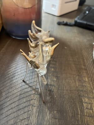 Hand Blown Glass Unicorn/Horse With Gold Wings, Tail And Mane. 50+ Years Old - Thumbnail 2