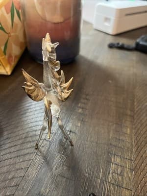 Hand Blown Glass Unicorn/Horse With Gold Wings, Tail And Mane. 50+ Years Old - Thumbnail 4