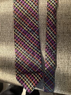 Murano Collezione Mens Tie Orange Brown Blue Green Yellow Pink - Image 1