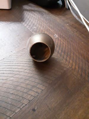 Vintage MidCentury Solid Brass Apple Bell, Stem & Leaf Handle, Original Brass... - Thumbnail 3