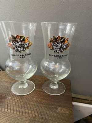 Rainforest Cafe Orlando Souvenir Hurricane Glass SET OF 2 - Image 1