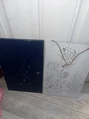 Set Of Blue And White Metal Floral Design Decor 10.5” X 17.5” - Image 1