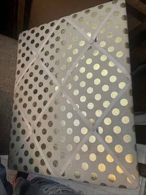 Gold Dotted Tuffed Canvas 16” X 20” 📌 Picture Pinned Canvas