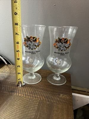 Rainforest Cafe Orlando Souvenir Hurricane Glass SET OF 2 - Thumbnail 2