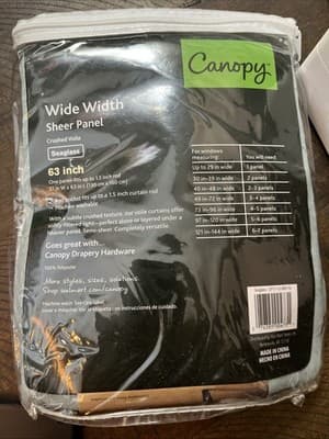 Canopy Wide Width Sheer Panel Seaglass 63 Inch- One Panel Machine Washable - Thumbnail 2