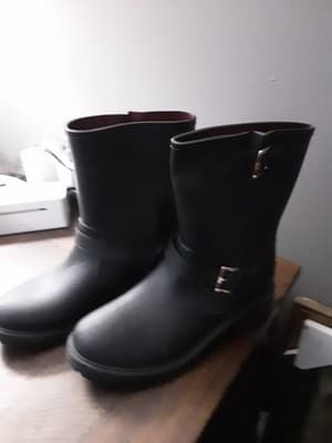 Womens TOMMY HILFIGER Blue Double Strap Rain Boots! Size 9 -JM - Thumbnail 2