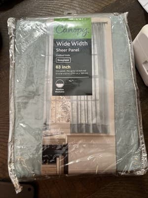 Canopy Wide Width Sheer Panel Seaglass 63 Inch- One Panel Machine Washable