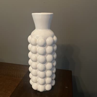 Old East Main CO Ceramic Bubble Vase White 9 Inches Tall Diameter 2.5 Inches NEW - Image 1