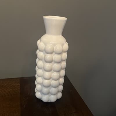 Old East Main CO Ceramic Bubble Vase White 9 Inches Tall Diameter 2.5 Inches NEW - Thumbnail 2