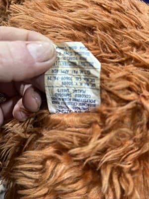 VintagE 24" Dollcraft Nov Fluffy Beige Teddy Bear ~ Orange Eyes ~ Plastic Nose - Thumbnail 5