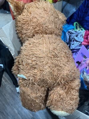 VintagE 24" Dollcraft Nov Fluffy Beige Teddy Bear ~ Orange Eyes ~ Plastic Nose - Thumbnail 6