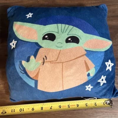 Star Wars Mandalorian Grogu Plush Pillow Navy 11”x10”