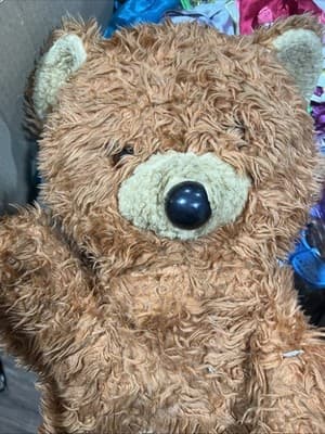 VintagE 24" Dollcraft Nov Fluffy Beige Teddy Bear ~ Orange Eyes ~ Plastic Nose - Thumbnail 3