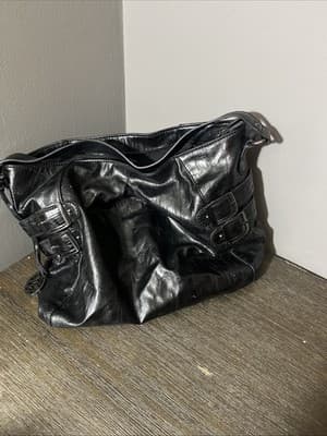 syle And Co. Black Leather And Silver Buckle Shoulder Bag