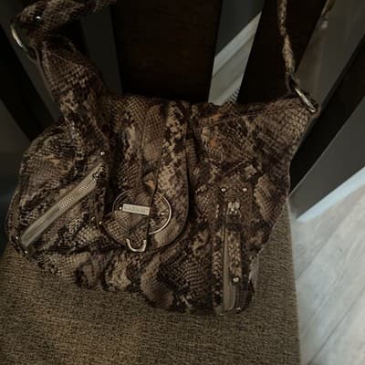 nine West Womens Snakeskin Beige Purse - Thumbnail 3