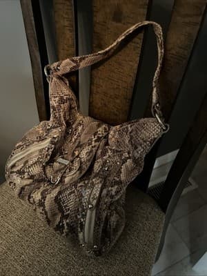 nine West Womens Snakeskin Beige Purse - Image 1