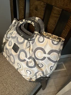 coach beige and grey leather handbag Used - Thumbnail 5