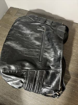 syle And Co. Black Leather And Silver Buckle Shoulder Bag - Thumbnail 3