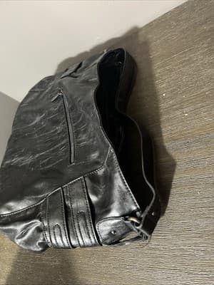 syle And Co. Black Leather And Silver Buckle Shoulder Bag - Thumbnail 4