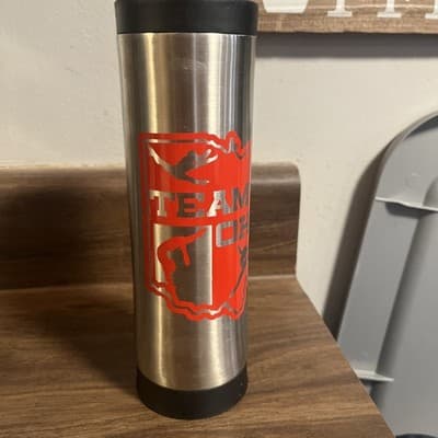 Team Ohio USA Gymnastics Stainless Steel Tumbler Silver, Red Ohio Outline - Thumbnail 3