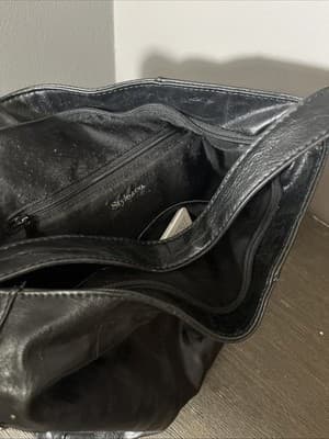 syle And Co. Black Leather And Silver Buckle Shoulder Bag - Thumbnail 2