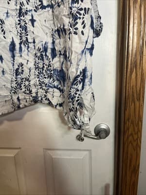 Avenue Womens White Blouse 3xl With Blue Tie Dye Pattern V Neck - Thumbnail 2