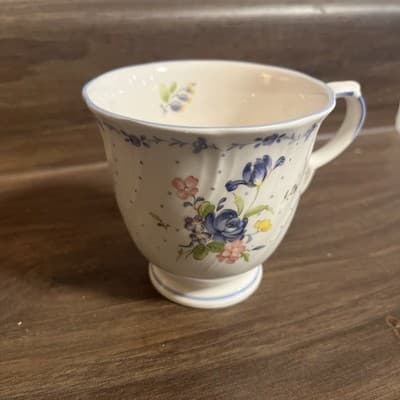 NIKKO Tea Cup ~ Ceramic Blue Peony Blossom Floral Pattern ~ Japan - Image 1