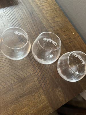 Vintage 3 DOOLEY'S TOFFEE Rockers Liqueur Glasses Swirling Round Bottoms - Thumbnail 2